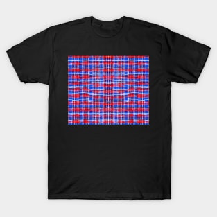 Red White and Blue Aesthetic Tartan Pattern - Patriotic Plaid Quilt 3 T-Shirt